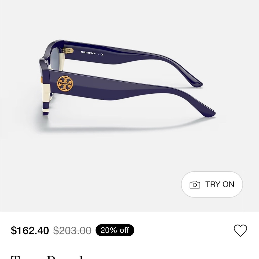 Tory Burch Striped Navy and Cream Sunglasses - Picture 3 of 9